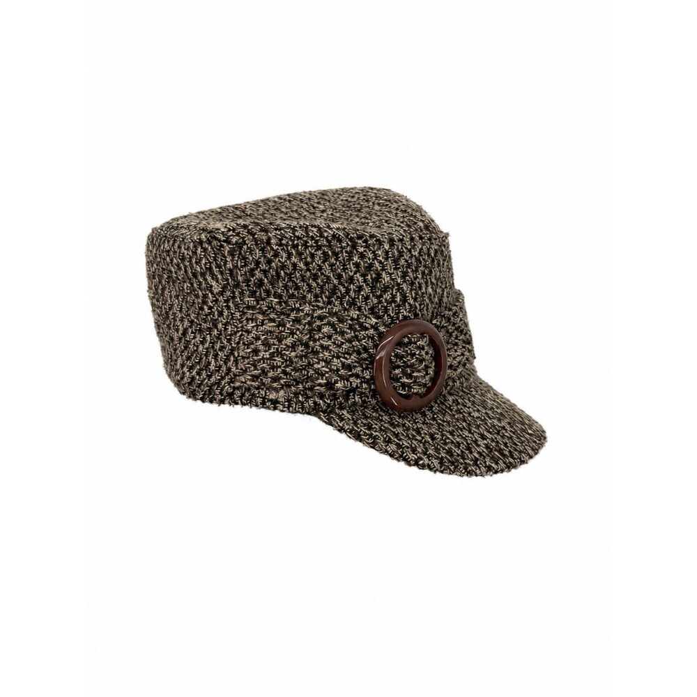 D&Y Brown Tweed Woven Newsboy Hat Cap Cadet Brown Beige Y2k Style OSFM
